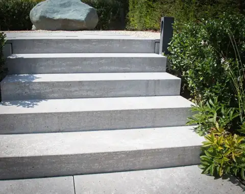 Outdoor concrete steps that are susceptible to years of weather abuse.